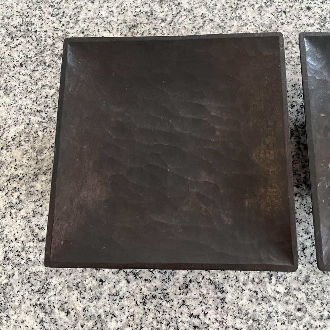 三谷龍二　黒拭き漆　角皿　 2枚セット