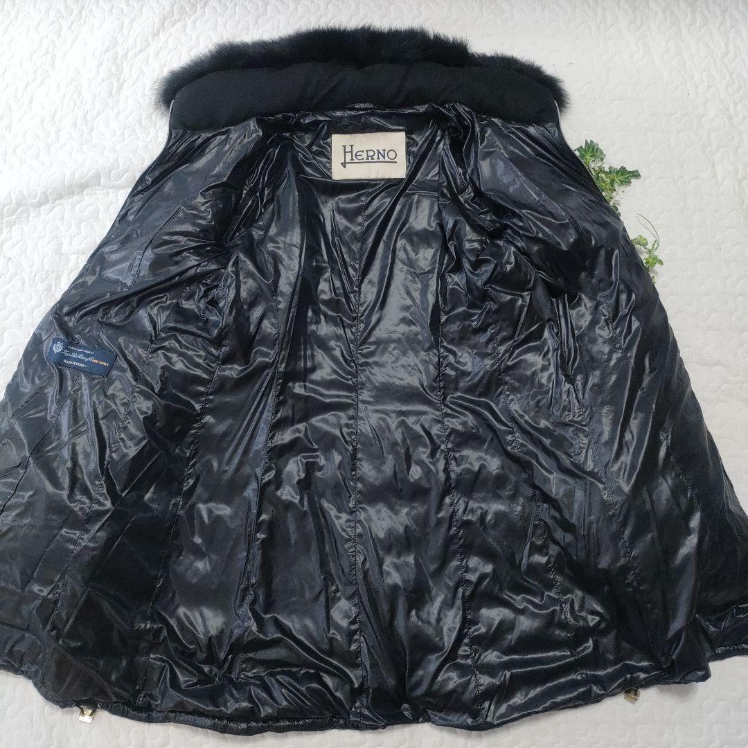 美品✨ヘルノ×ロロピアーナ　カシミヤ96％　ファーダウンコート　黒　46