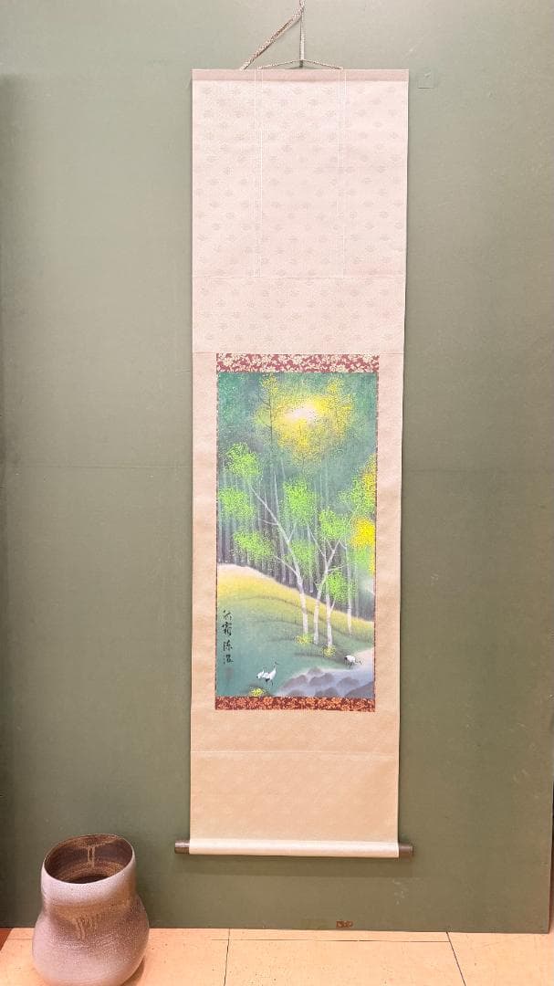 一点物 日本画 掛軸 風景花鳥 白鷺 白樺 溪流 静景山水 昭和～平成