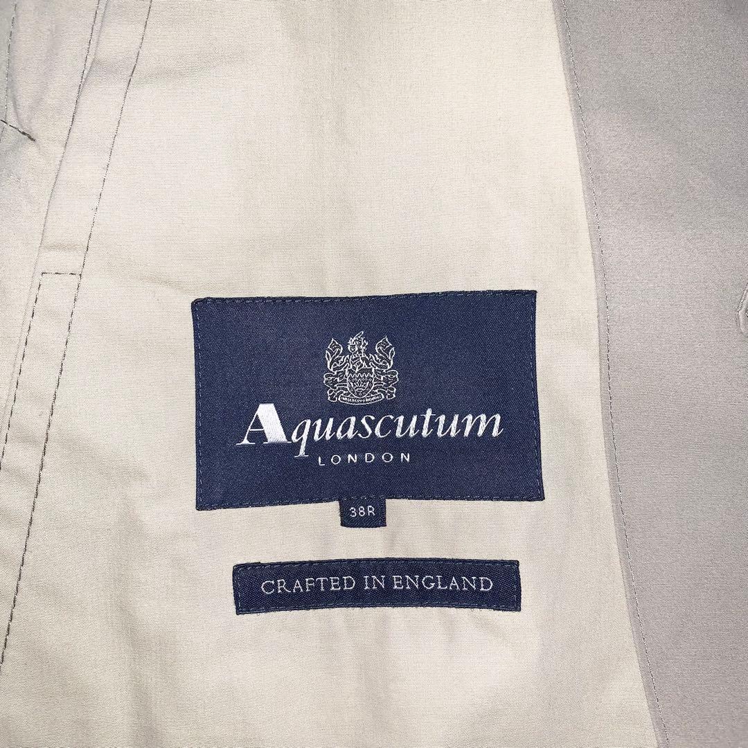 希少 英国製 アクアスキュータム トレンチコート チェック ベルト 撥水 L相当