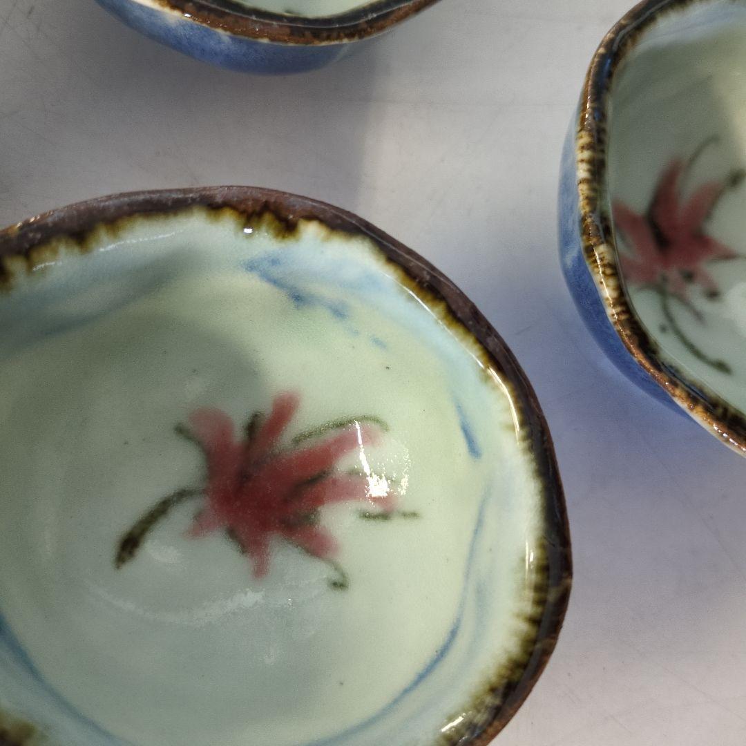 染付釉裏紅もみじ呉須刷毛小仙茶 5客セット