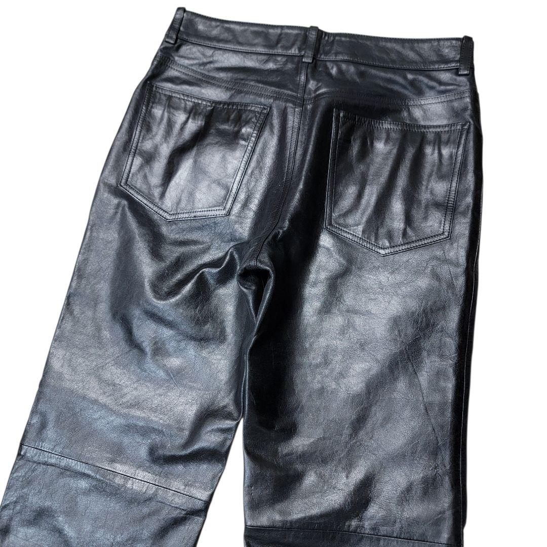ほぼ未使用 極上 ポールスミス 馬革 ホースハイド 76 レザーパンツ 黒
