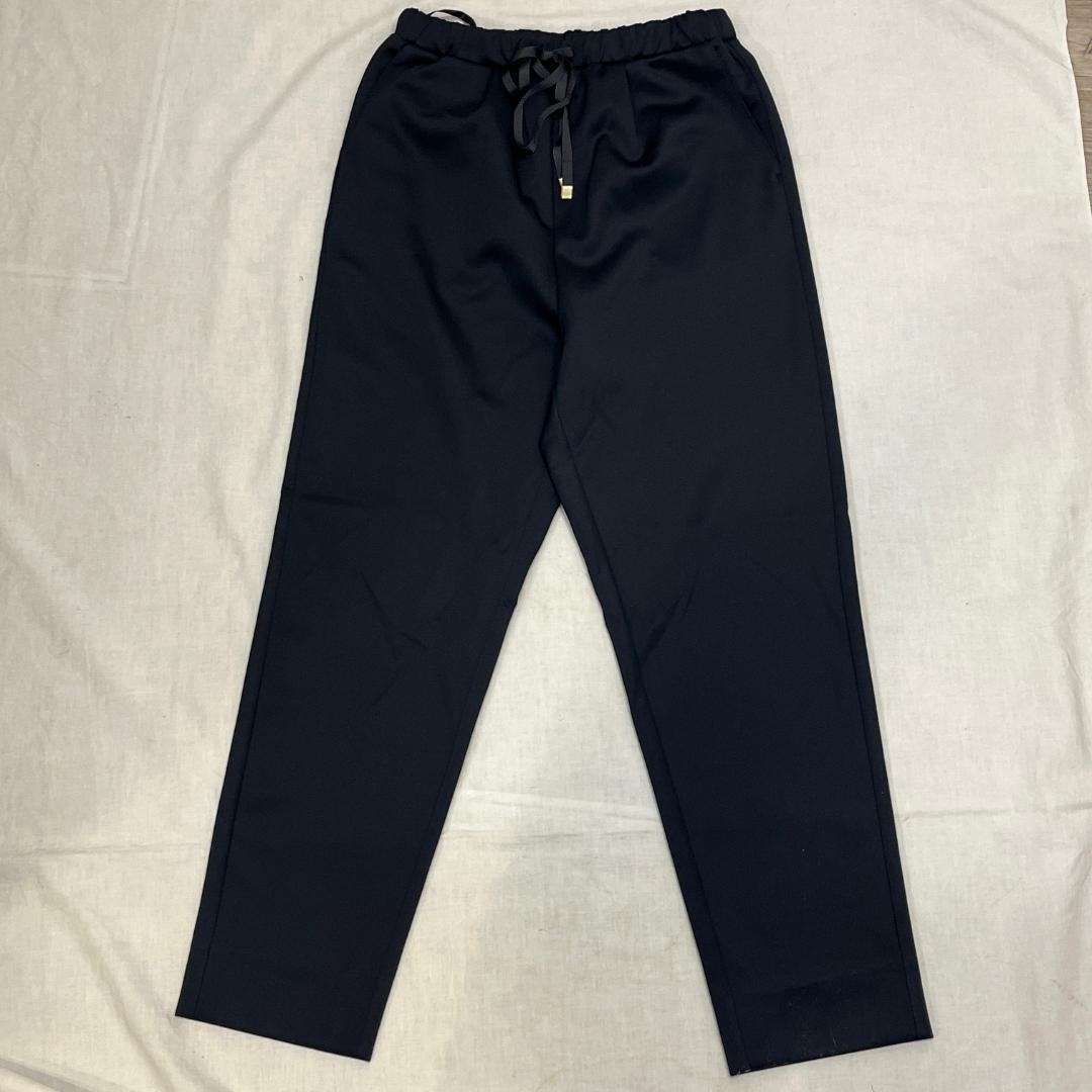 パンツスーツ スーツセレクト セットアップ ノーカラージャケット 新品 濃紺 S