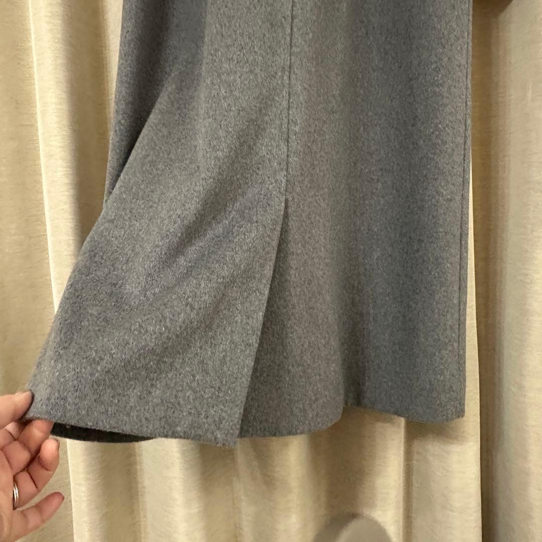 ❤️フォロー割❤️ノーカラーウールロングコート　グレー　M