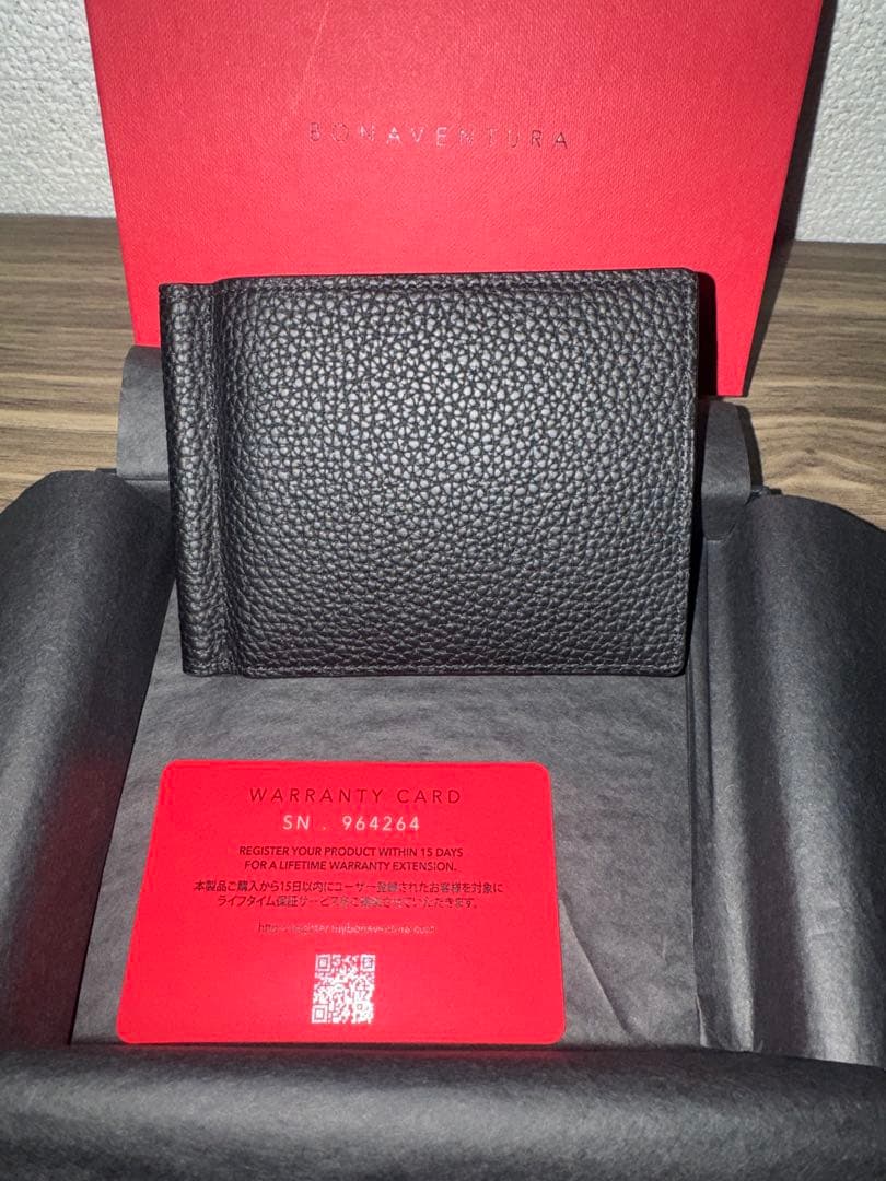BONAVENTURAボナベンチュラ 黒レザー マネークリップ　小銭