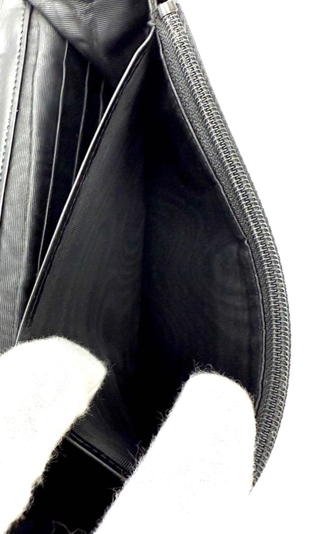 CHANEL 二つ折り ラムスキン デカココ 財布 ブラック　チェーン付
