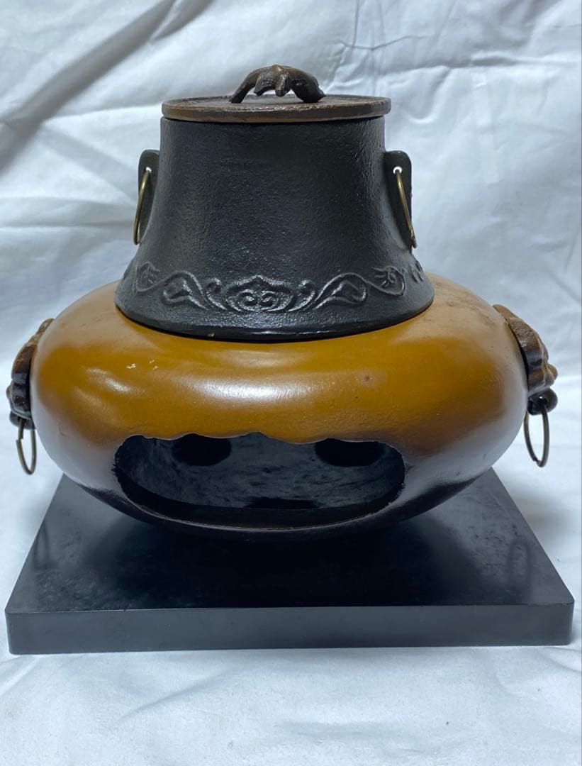 唐銅 鬼面風炉釜　コレクション用