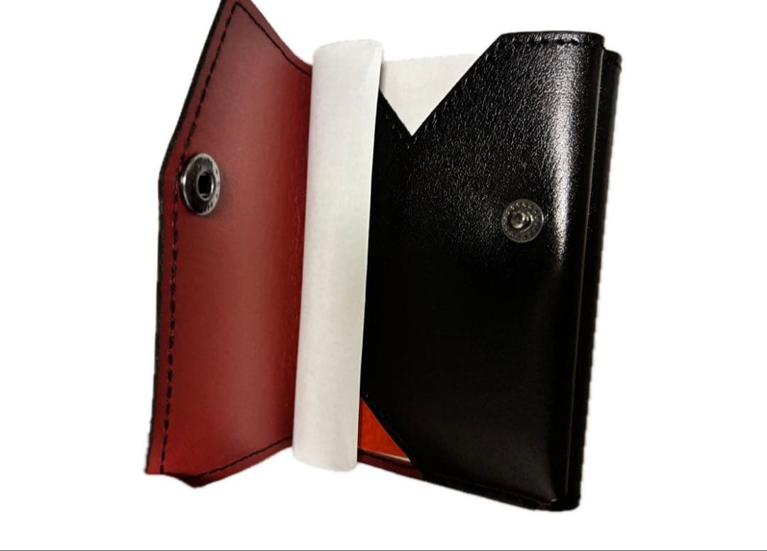 未使用 abrAsus アブラサス 小さい財布 ブラック×レッド 牛革 日本製