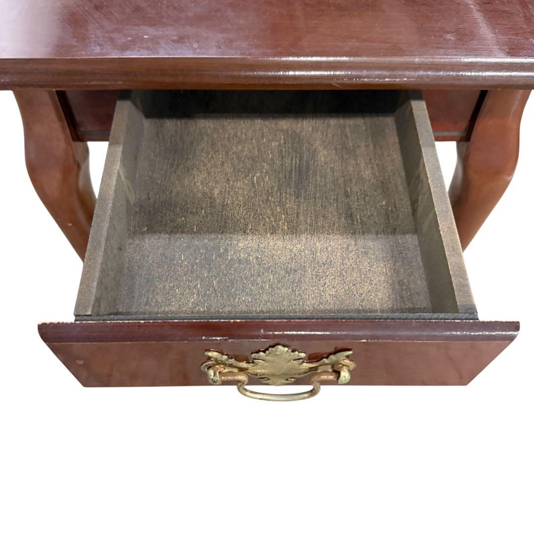 アンティーク調 猫脚 サイドテーブル 引き出し付