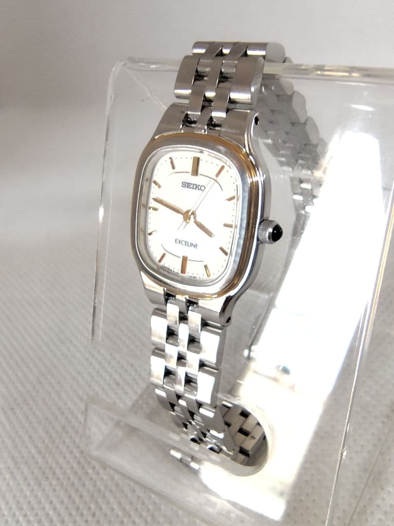 【電池新品、年差10秒、美品】SEIKO セイコー　エクセリーヌ　白蝶貝ダイヤル