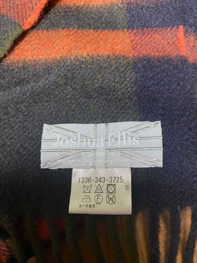 Joshua Ellis カシミヤ100% チェック柄マフラー