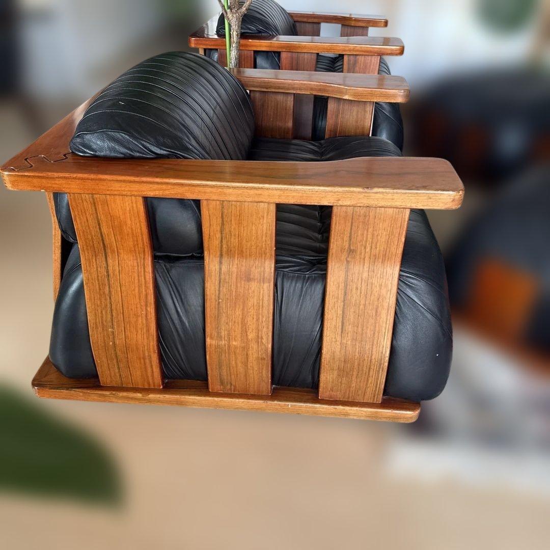 レア　Luciano Frigerio イタリア　黒レザー 1人掛けソファ