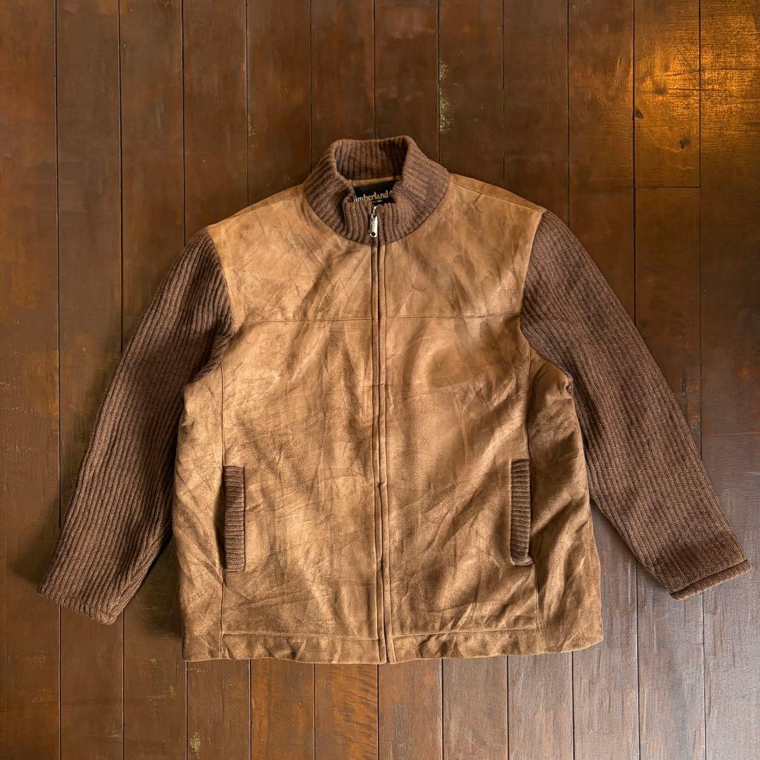 【Timberland ティンバーランド】スエードレザージャケット ニット切替え