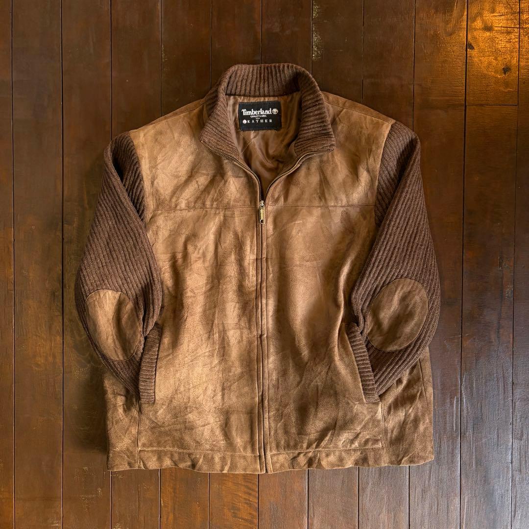 【Timberland ティンバーランド】スエードレザージャケット ニット切替え