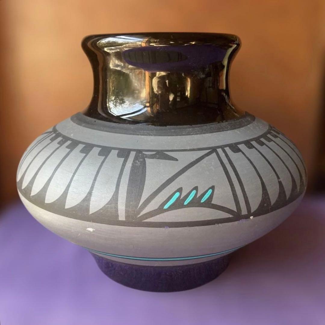 壺　花瓶　ネイティブアメリカン柄　陶器　インテリア　KOPA ハンドペイント