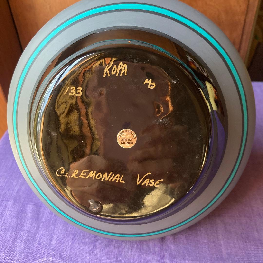 壺　花瓶　ネイティブアメリカン柄　陶器　インテリア　KOPA ハンドペイント