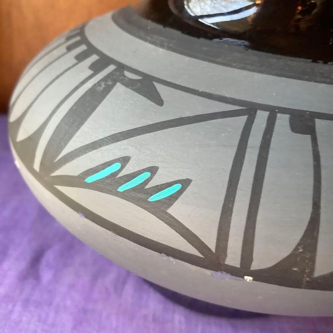 壺　花瓶　ネイティブアメリカン柄　陶器　インテリア　KOPA ハンドペイント