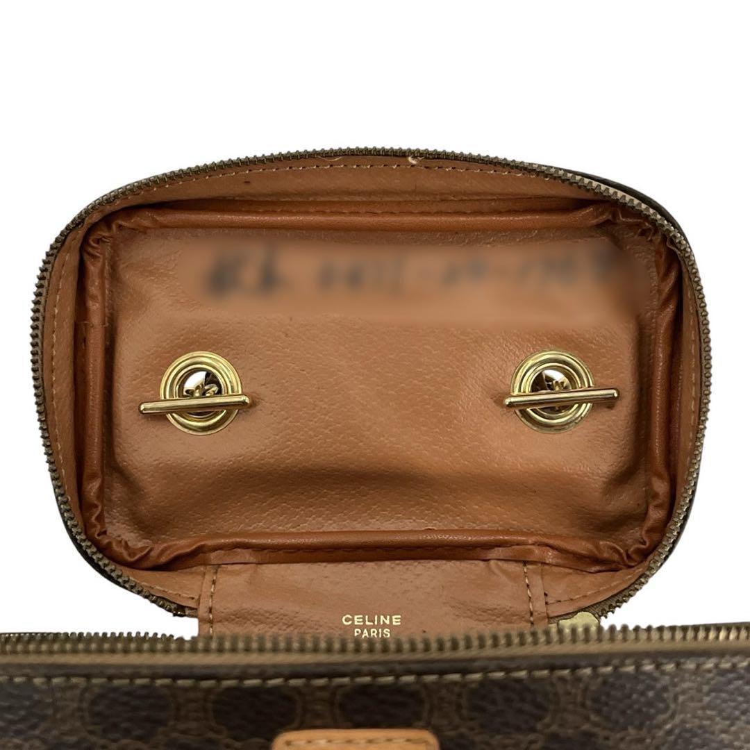 セリーヌ　バニティバッグ　チェーン　マカダム柄　トリオンフ　化粧ポーチ　PVC