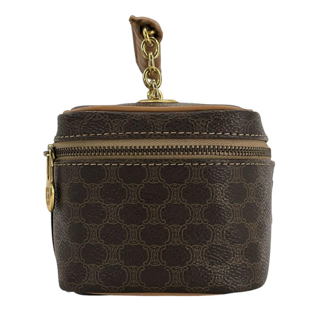 セリーヌ　バニティバッグ　チェーン　マカダム柄　トリオンフ　化粧ポーチ　PVC