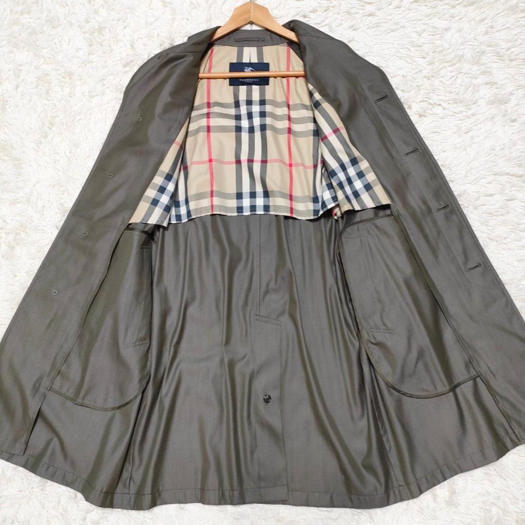 【シルクの上質な光沢感】　バーバリーロンドン　ステンカラーコート　ノバチェック