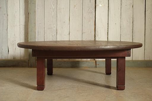 古い小ぶりな折り畳み丸テーブル　ちゃぶ台