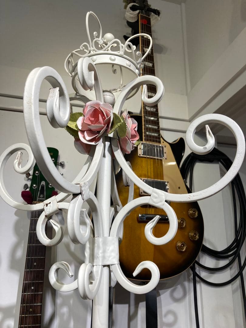 ポールスタンド ホワイト ピンク ローズ プリンセス ロココ調 アイアン 姫系