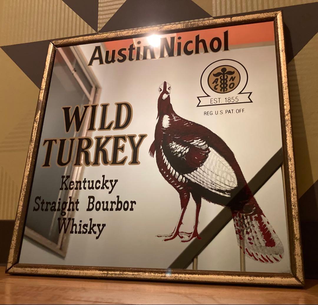 ワイルドターキー ヴィンテージ パブミラー 看板 壁掛け レトロ アメリカン雑貨