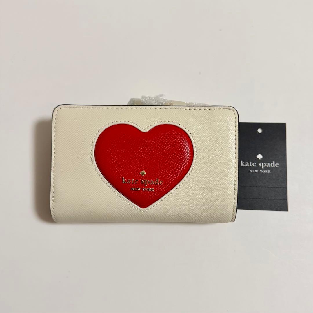 残り1点　kate spade ケイトスペード　ハート　二つ折り　財布　ホワイト