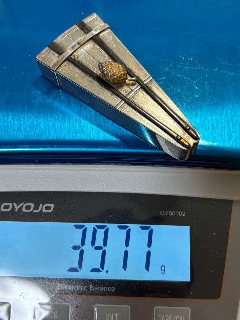 【純銀製】純銀爪楊枝入れ39.7g！箱付き！純銀刻印有り！鋳つぶし。