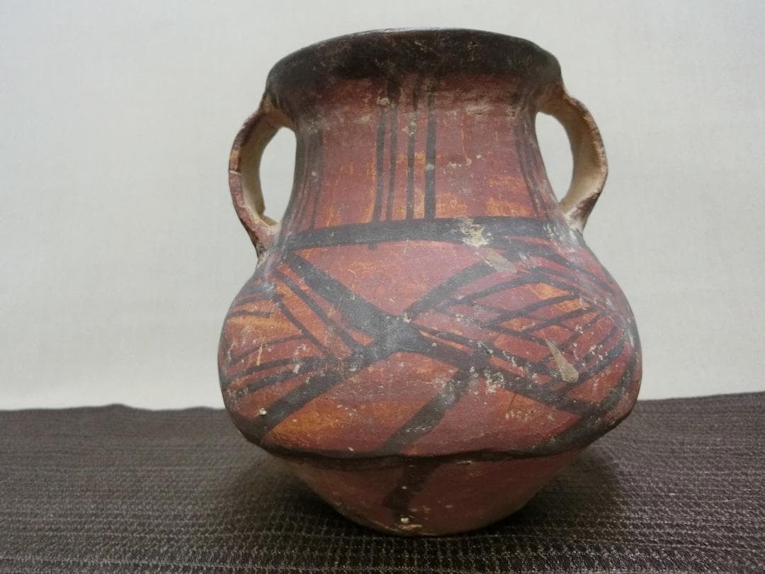 飾って！【アンダーソン　二耳壺　小壺　容器　色彩】★土器　歴史資料　鑑賞オブジェ