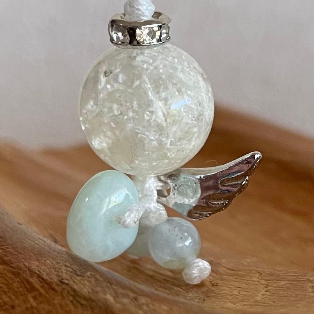 809s 天然石　天使　ホワイトガーデンルチル　アクアマリン　ビルマ翡翠