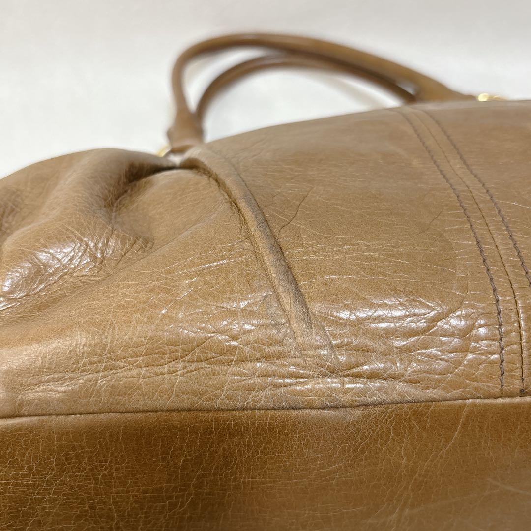 【Y2K】MIU MIU レザートートバッグ ブラウン ゴールド金具