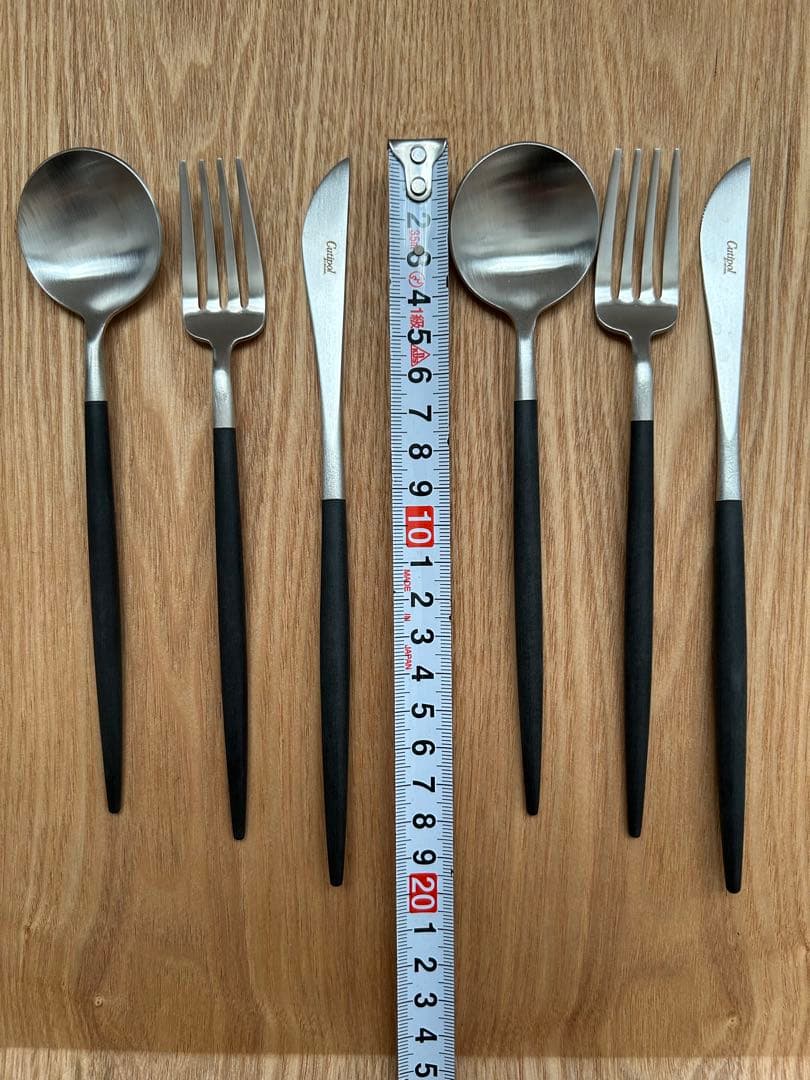 【クチポール】　スプーン　フォーク　ナイフ　ブラック＆シルバー　収納袋付き