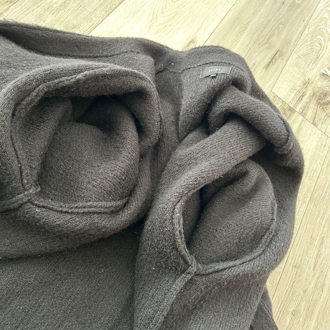 BEAMS ビームス シャギー ニット カーディガン 黒 L 毛長 モケモケ