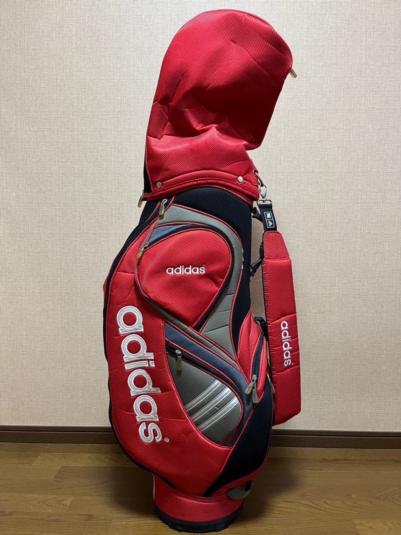 a121/美品★adidas キャディバッグ 赤黒
