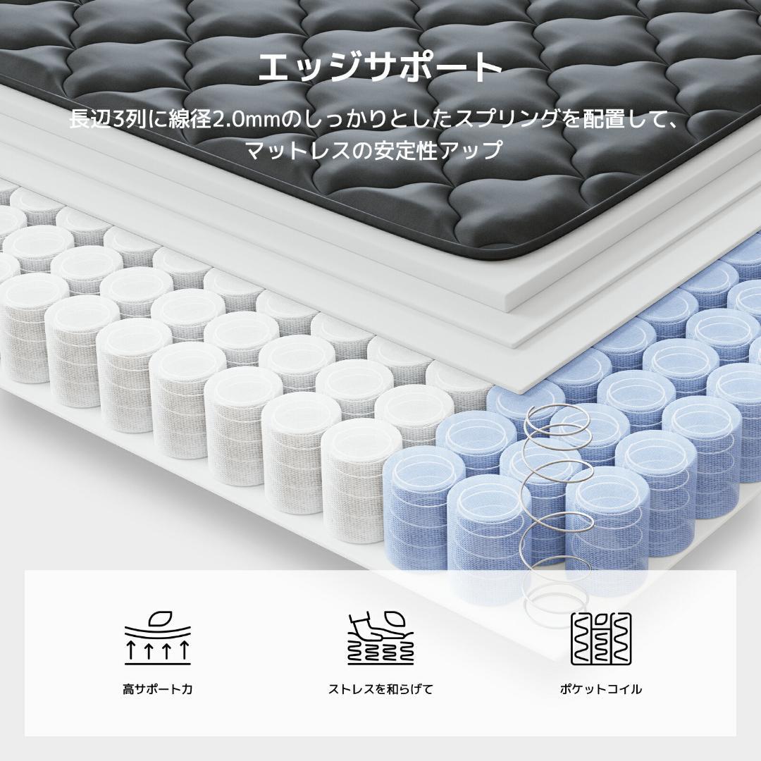 マットレス シングル　極厚20cm ポケットコイル　硬さ180N
