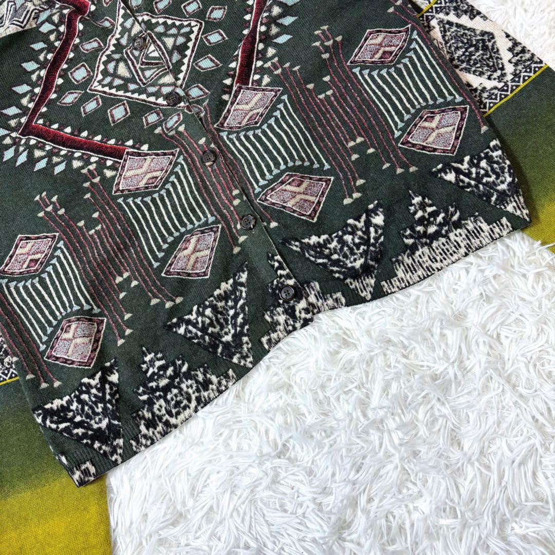 エトロ　ニットカーディガン　エスニック　ジャガード織り　ネイティブ柄　ボヘミアン