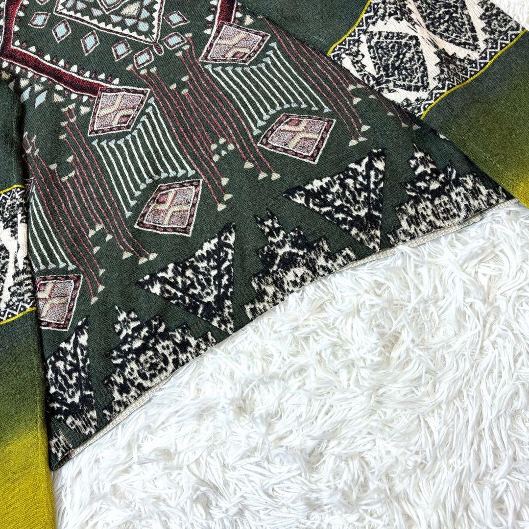 エトロ　ニットカーディガン　エスニック　ジャガード織り　ネイティブ柄　ボヘミアン