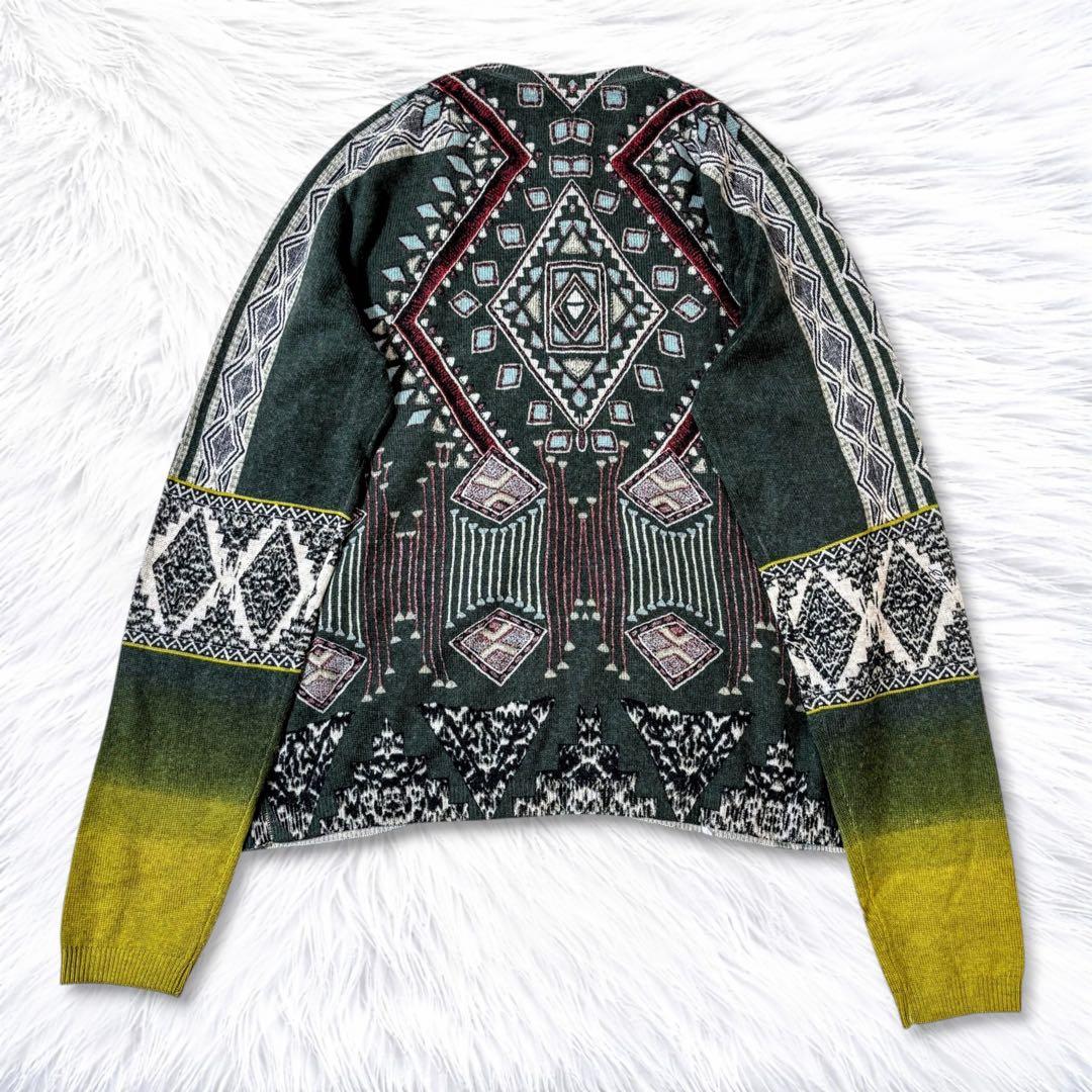 エトロ　ニットカーディガン　エスニック　ジャガード織り　ネイティブ柄　ボヘミアン