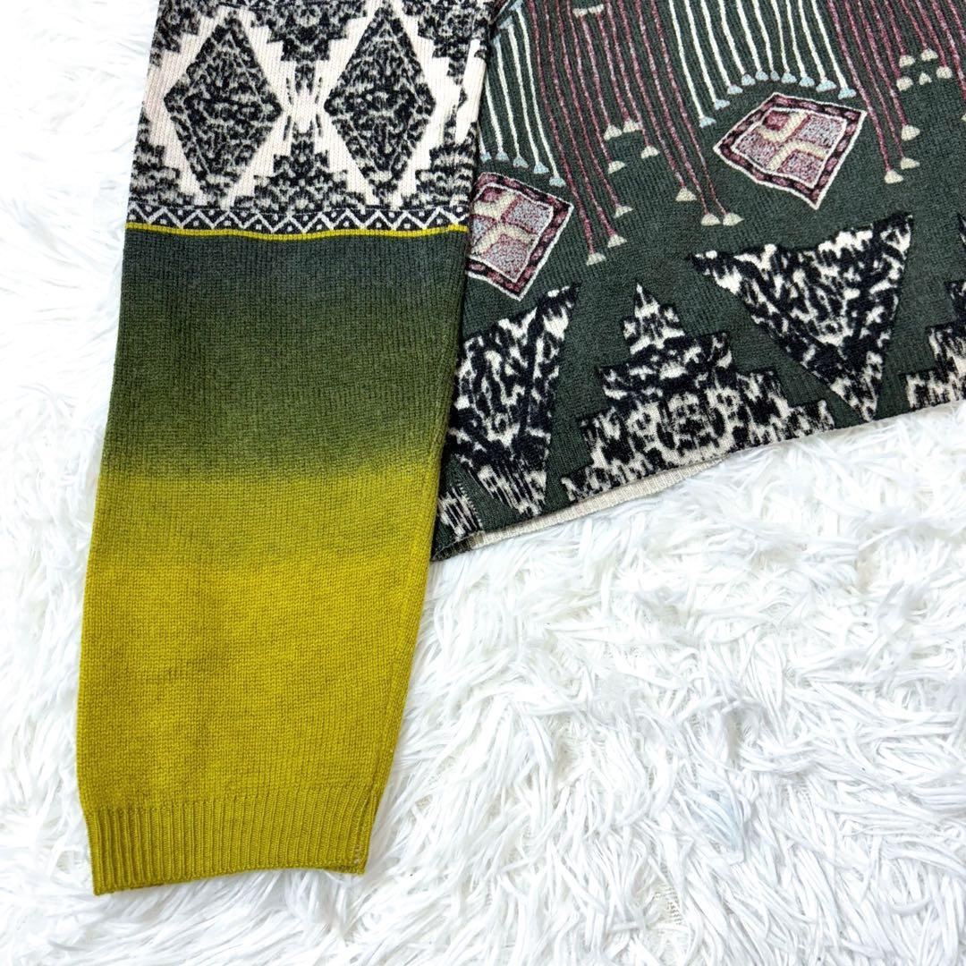 エトロ　ニットカーディガン　エスニック　ジャガード織り　ネイティブ柄　ボヘミアン