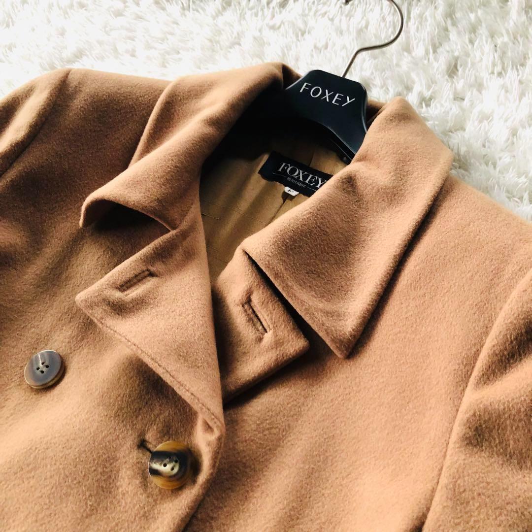 美品✨フォクシー ロングコート 高級カシミヤ100% ダブルブレスト ブラウン
