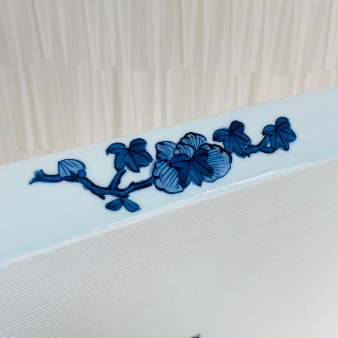 有田焼 源右衛門 染錦古代花鳥図 角平皿 四角 スクエアプレート トレー