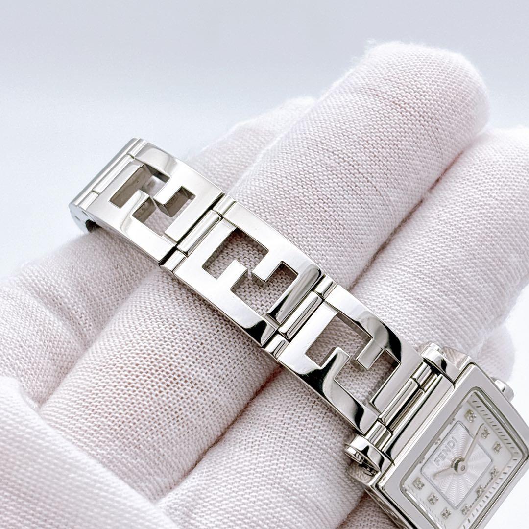 【美品・電池新品・完備】FENDI 60500L ダイヤ クアドロミニ オロロジ