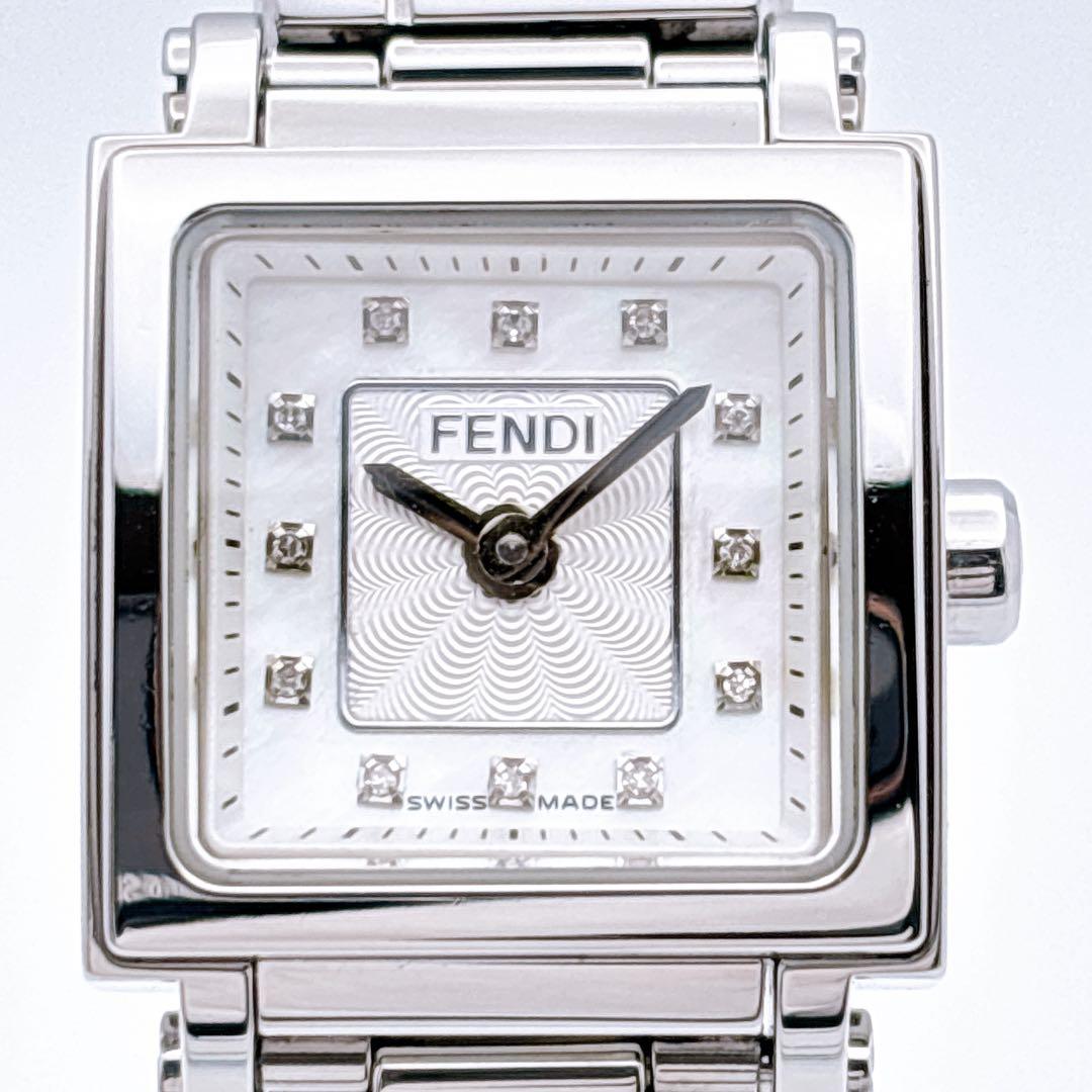 【美品・電池新品・完備】FENDI 60500L ダイヤ クアドロミニ オロロジ