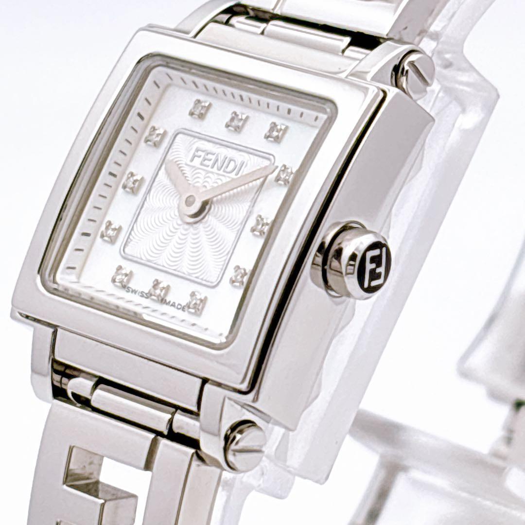【美品・電池新品・完備】FENDI 60500L ダイヤ クアドロミニ オロロジ