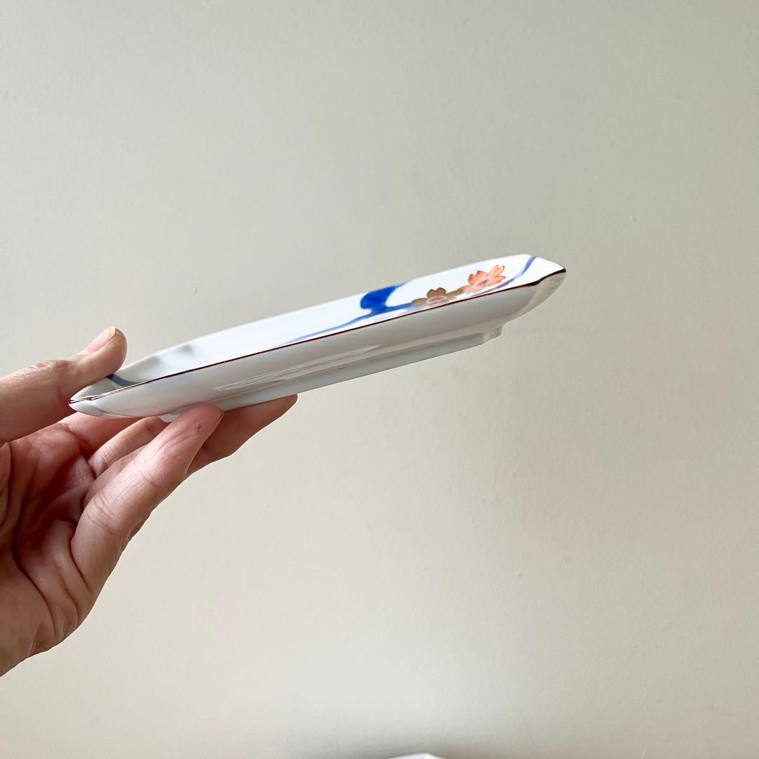 深川製磁　川に桜　変形角小皿　5枚セット