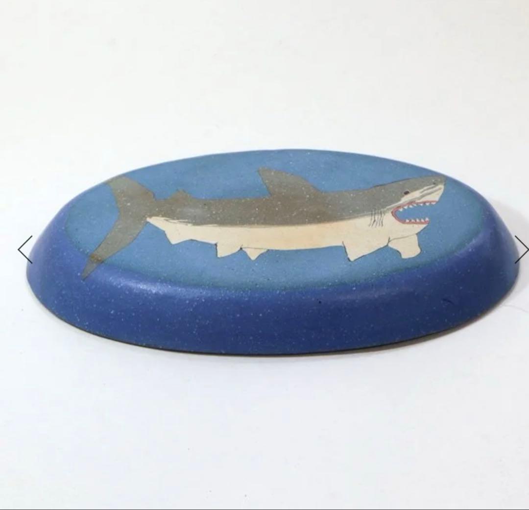 田中ちあき　練り込みサメオーバル皿2枚セット