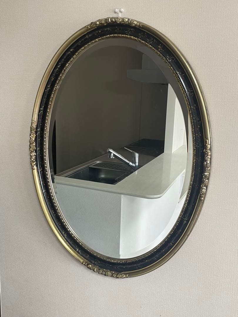 アンティーク 英国調 オーバル型 壁掛け鏡 ウォールミラー レトロ