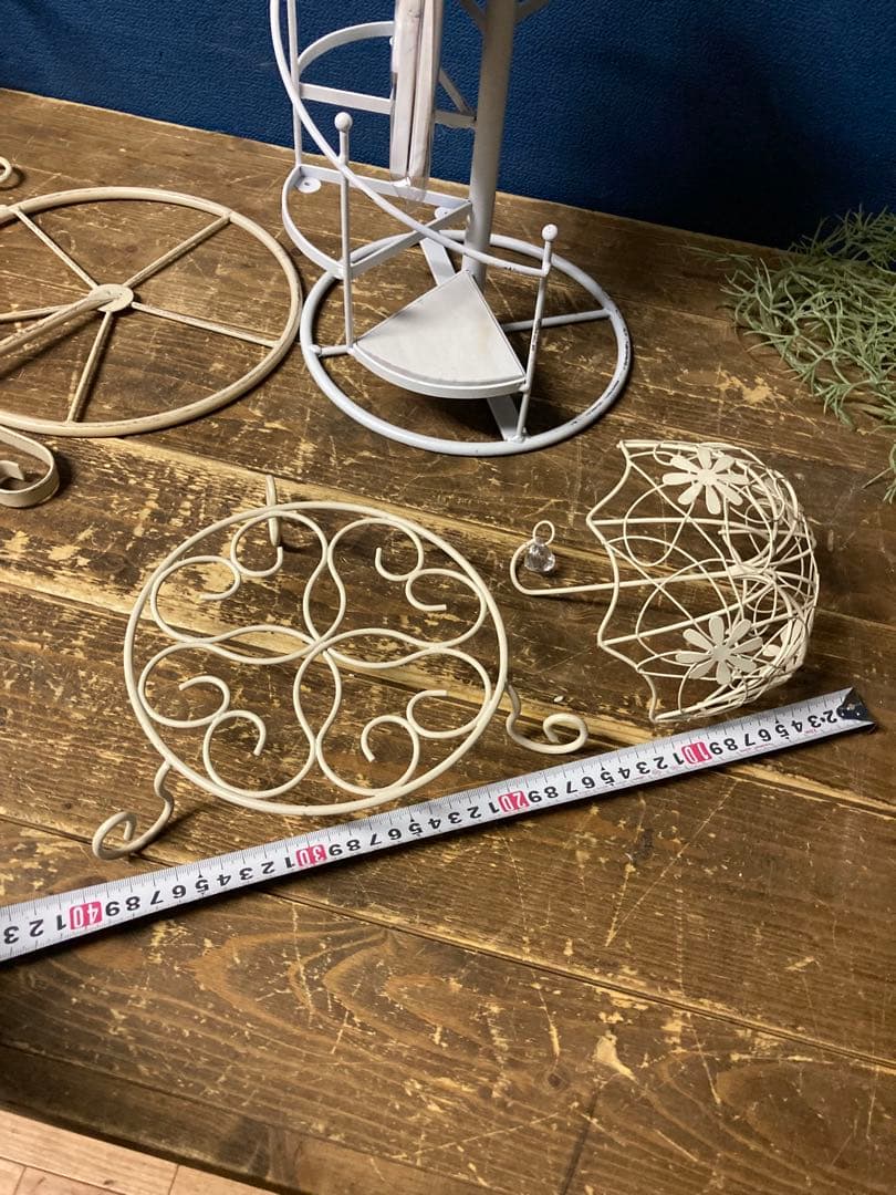 ガーデニング雑貨アンティーク　シャビー　フラワースタンド　アイアンバスケット