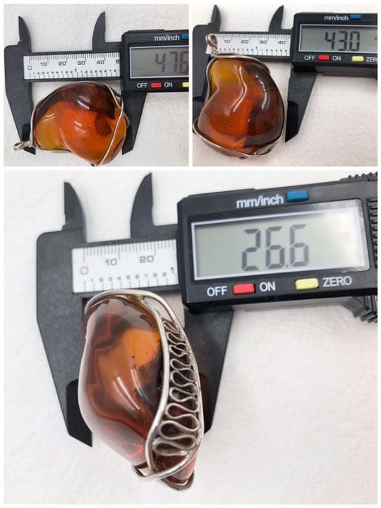 植物入りペンダント ネックレス 即納 琥珀 天然石 銀 シルバー アレルギー対応